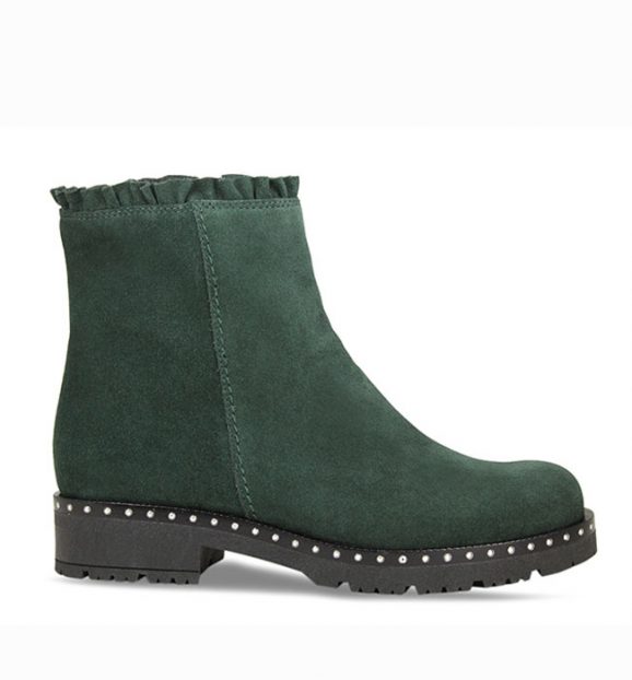 Lisa Kay Frill Green Suede Ankle Boot
