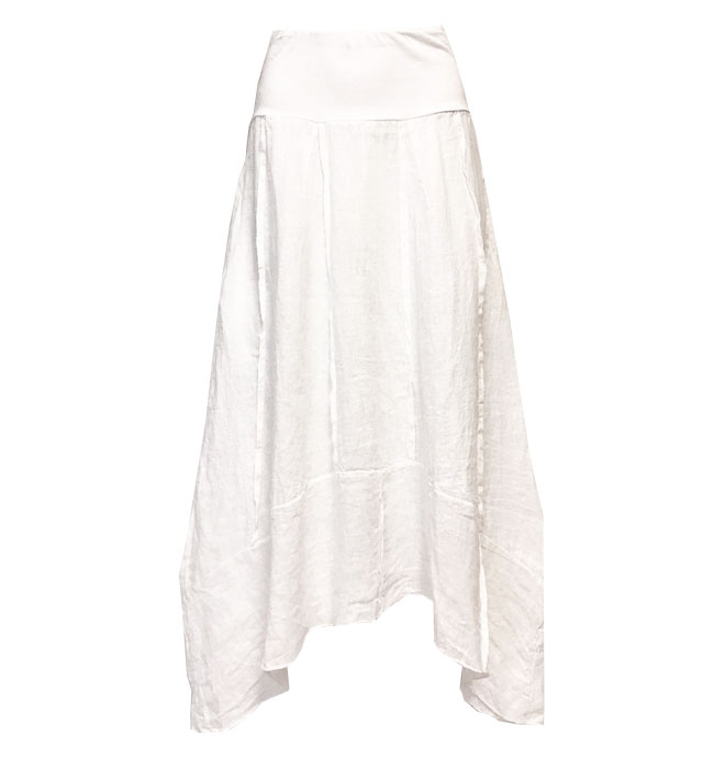 White-Linen-Asymmetrical-Skirt - Stuff Fashion London