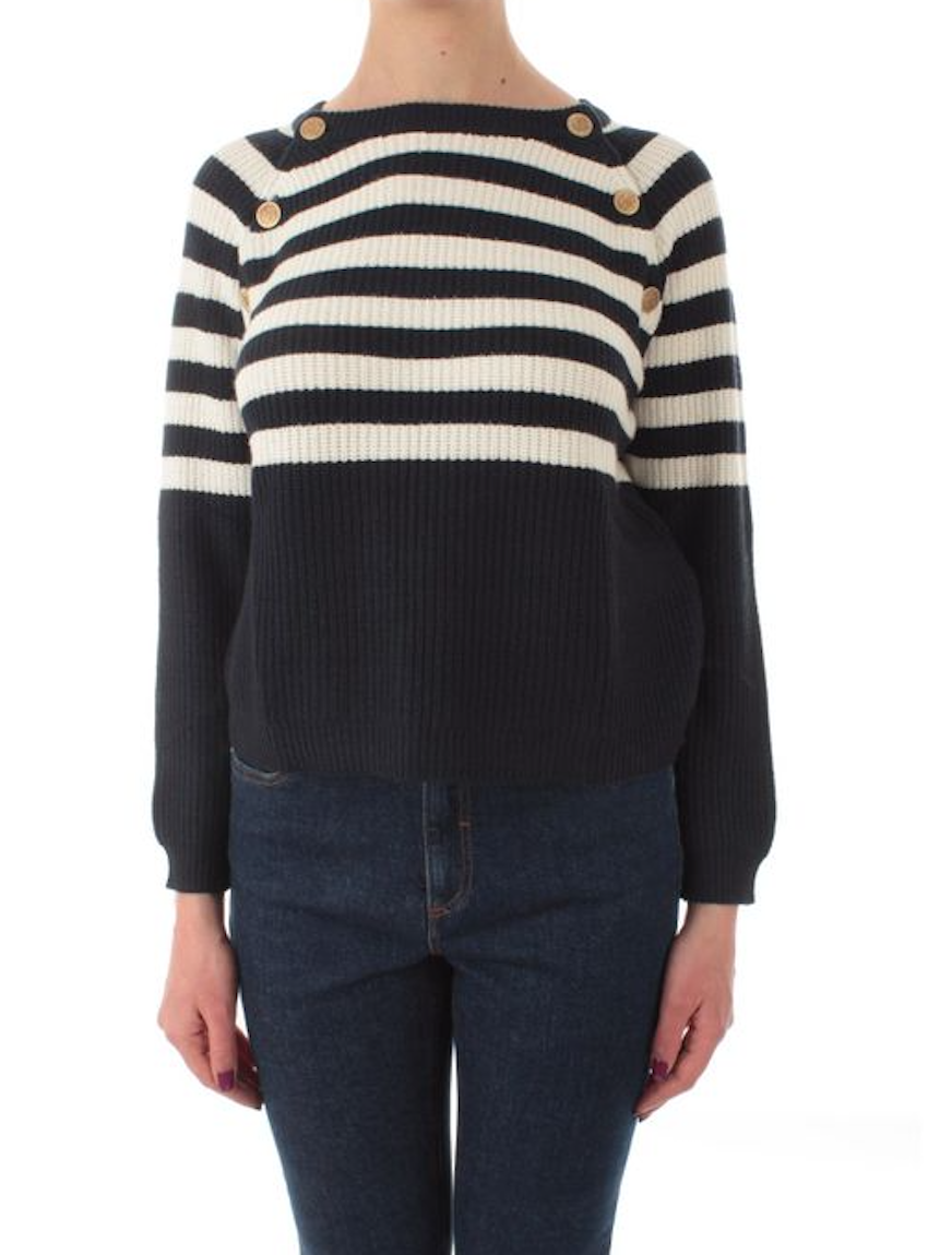 Striped Sweater with Golden Buttons by Emme Marella - Stuff Fashion London