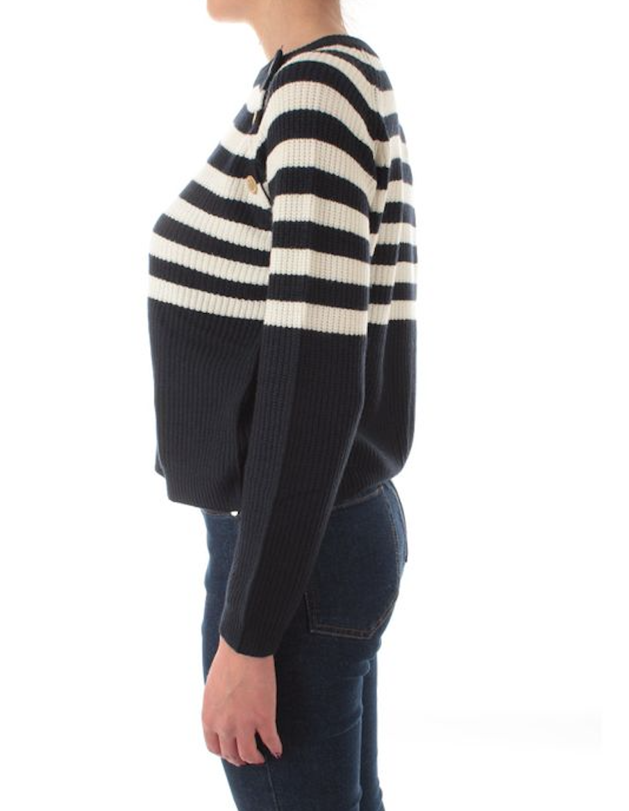 Striped Sweater with Golden Buttons by Emme Marella - Stuff Fashion London