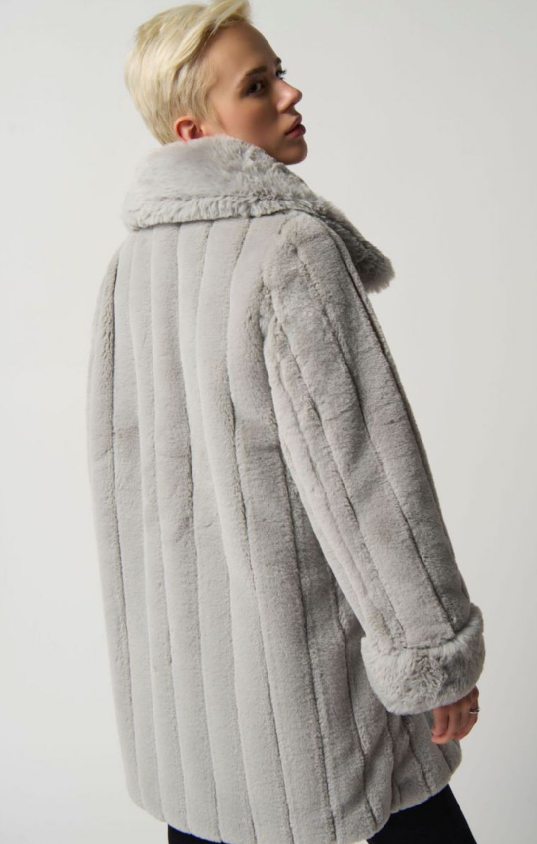 Silver Faux Fur Reversible Puffer Coat By Joseph Ribkoff - Stuff ...